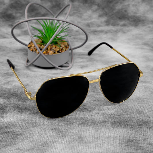 MT Mastar Gold And Black Unisex Sunglasses