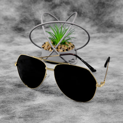 MT Mastar Gold And Black Unisex Sunglasses