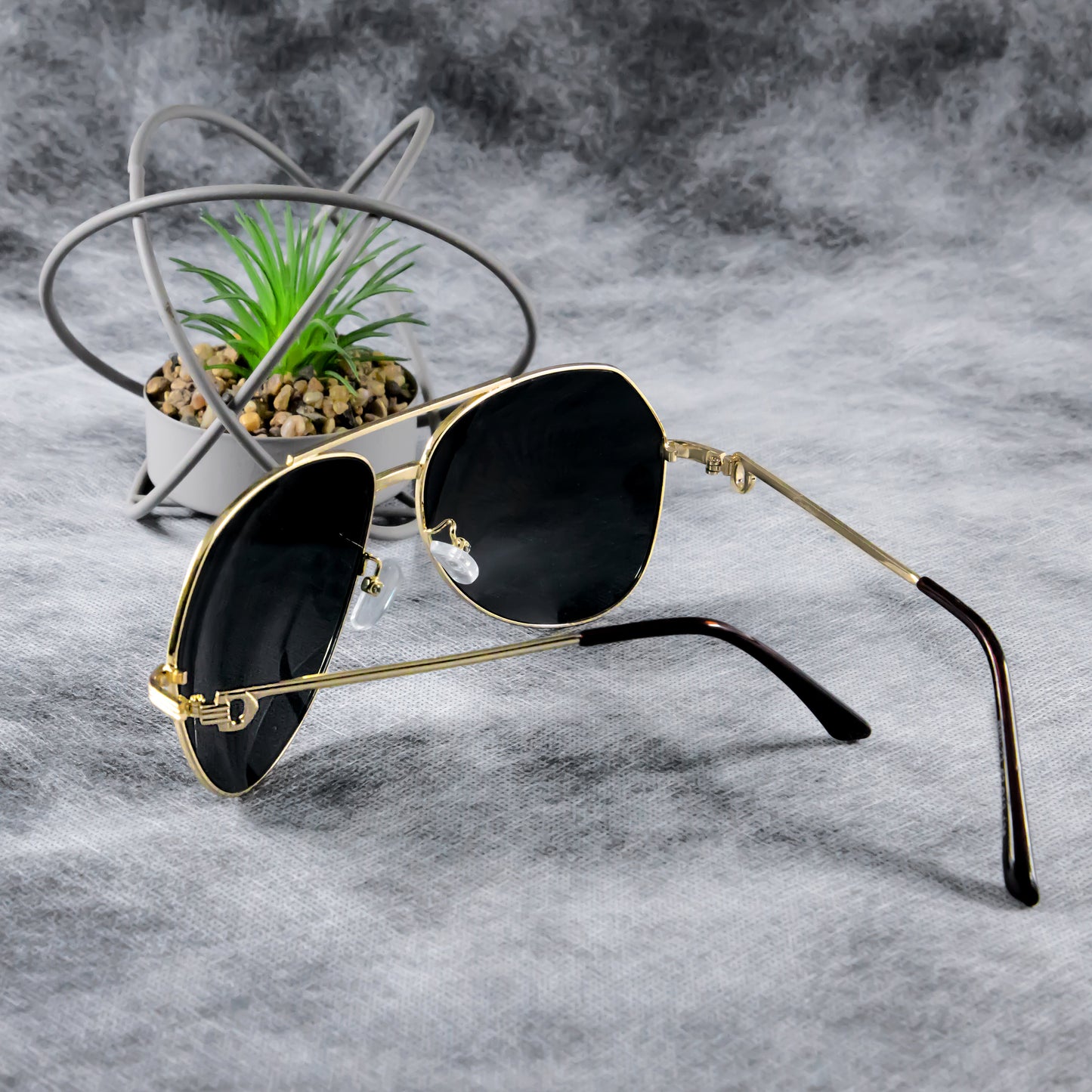 MT Mastar Gold And Black Unisex Sunglasses