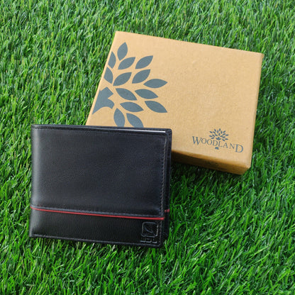 Woodlands Black Leather Bi-Fold Wallet for Men