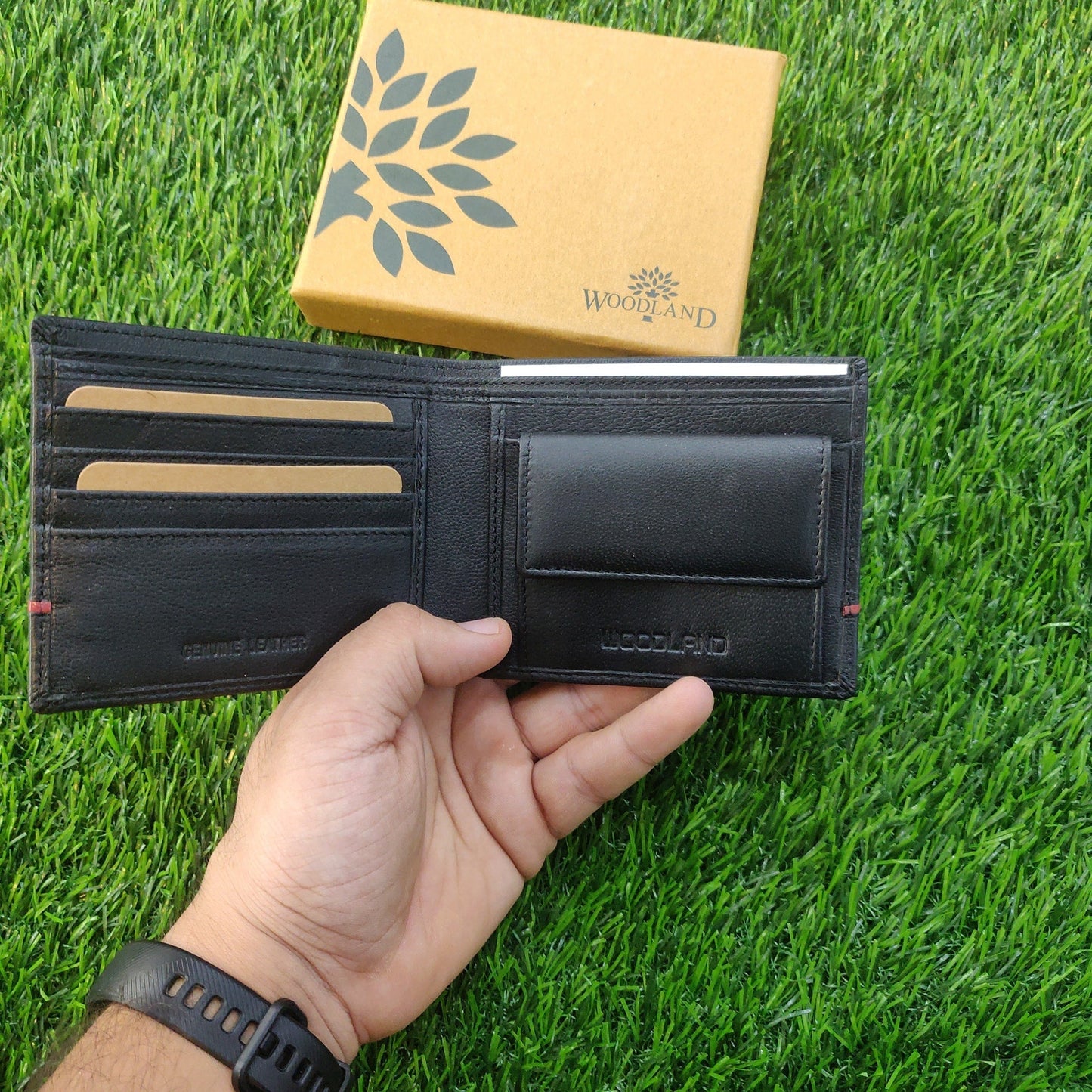 Woodlands Black Leather Bi-Fold Wallet for Men