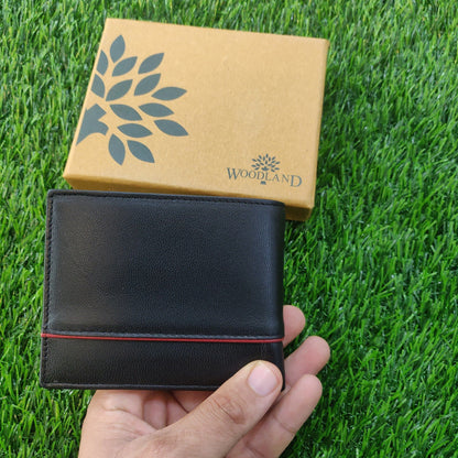 Woodlands Black Leather Bi-Fold Wallet for Men