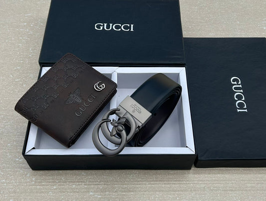 GUCCI BELT AND WALLET BLACK PREMIUM QUALITY COMBO