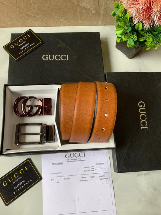 GUCCCI PRINTED PREMIUM QUALITY 2pcs BUCKLE COMBO