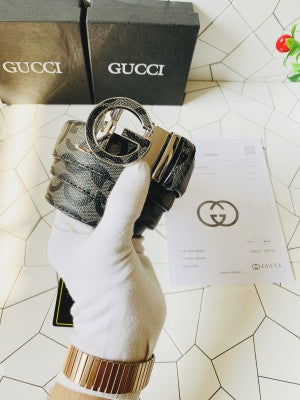 GUCCI SILVER BLACK PRINTED PREMIUM QUALITY BELT