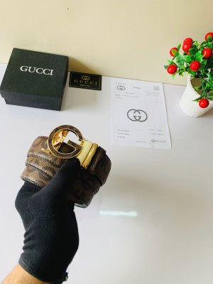 GUCCI GOLDEN BROWN PRINTED PREMIUM QUALITY BELT