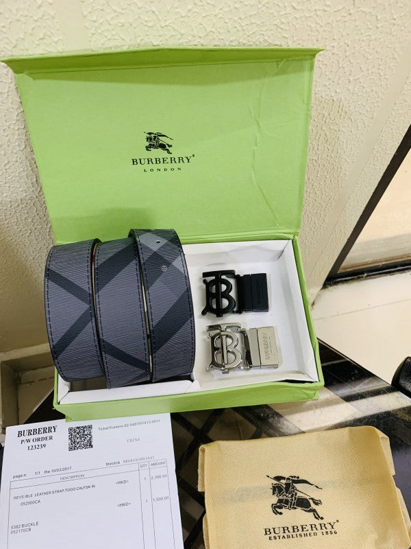 BURBARRY PRINTED PREMIUM QUALITY BELT WALLET COMBO