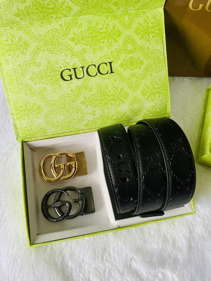 GUCCCI PRINTED PREMIUM QUALITY 2pcs BUCKLE COMBO