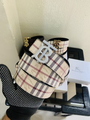 BURBERRY PRINTED SILVER BUCKLE PREMIUM QUALITY BELT