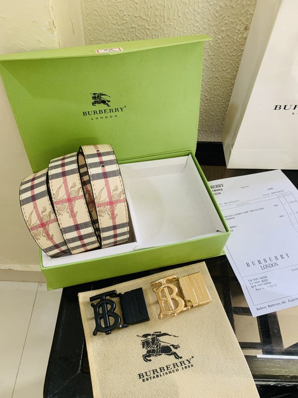 BURBERRY PRINTED PREMIUM QUALITY 2pcs BUCKLE COMBO