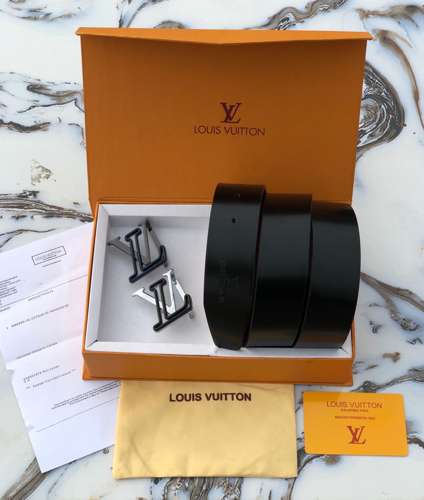 LOUIS VUIITTON PRINTED PREMIUM QUALITY 2pcs BUCKLE BELT COMBO