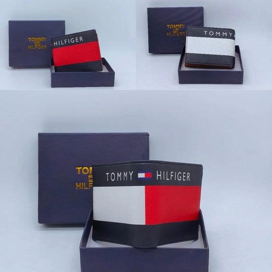 Tommy Hilfigers Red And White  Burkina Leather Slimfold Wallet for Men