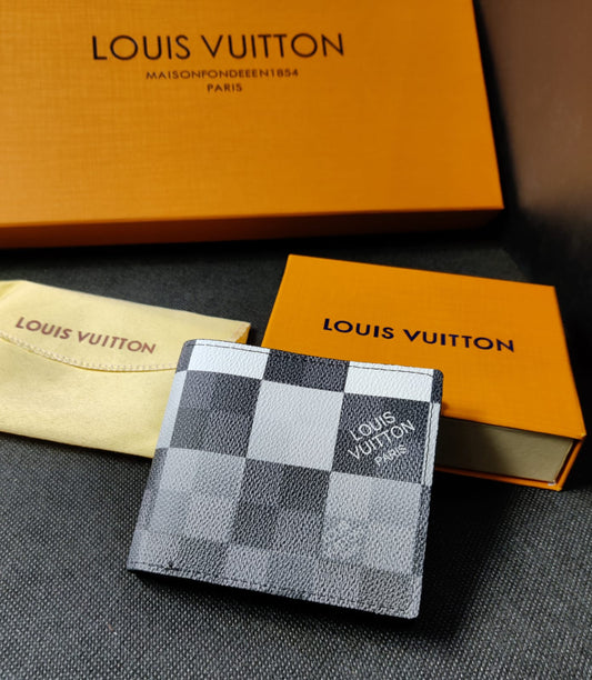 LV Leather Heavy quality Black And white latest full printed design Fancy look wallet for men